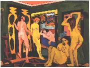 Ernst Ludwig Kirchner Bathing women in a room oil